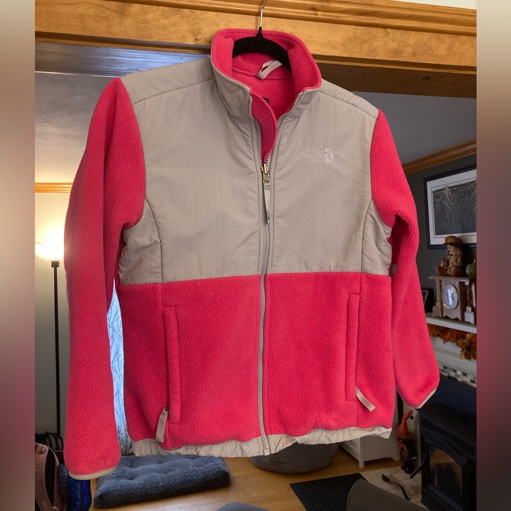 The North Face Pink and Gray Denali Junior Fleece Jacket size M